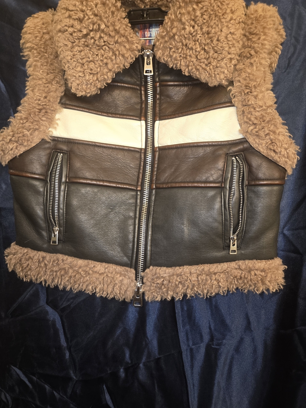 Urban Outfitters Donald Faux Leather Shearling Moto Vest Size Xs